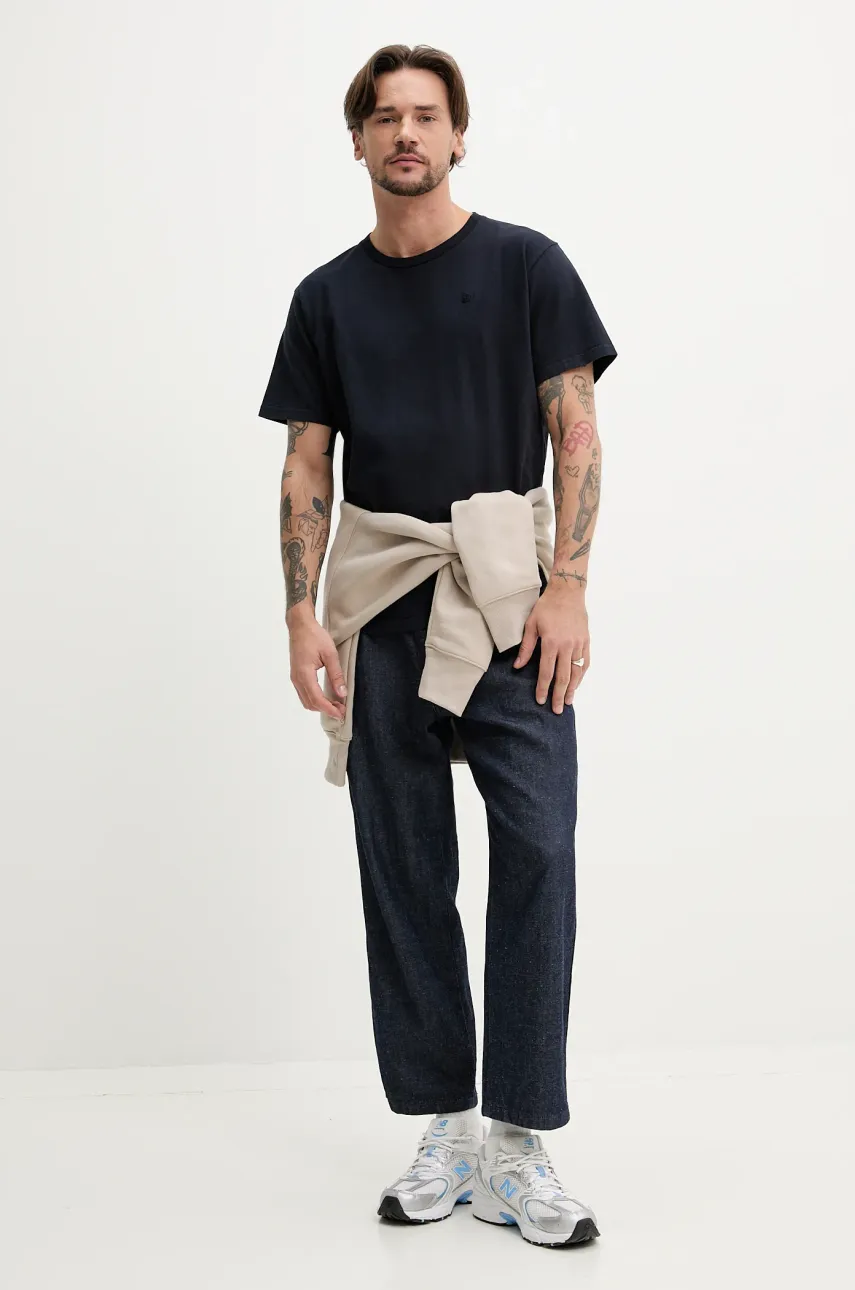 Хлопковая футболка Superdry мужская цвет синий однотонная M1012208A-JVH Хлопковая футболка Superdry мужская цвет синий однотонная M1012208A-JVH