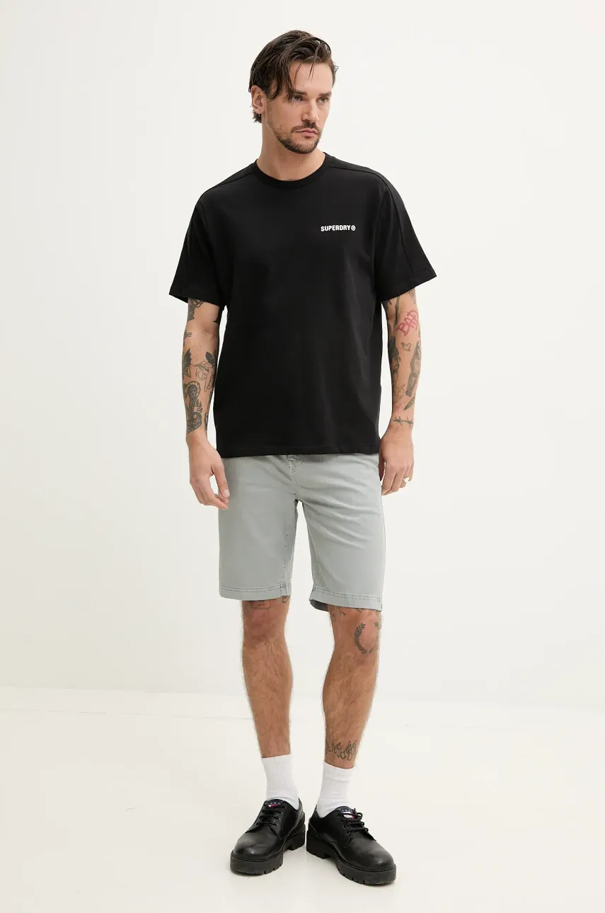 Хлопковая футболка Superdry мужская цвет чёрный однотонная M1012225A-02A Хлопковая футболка Superdry мужская цвет чёрный однотонная M1012225A-02A