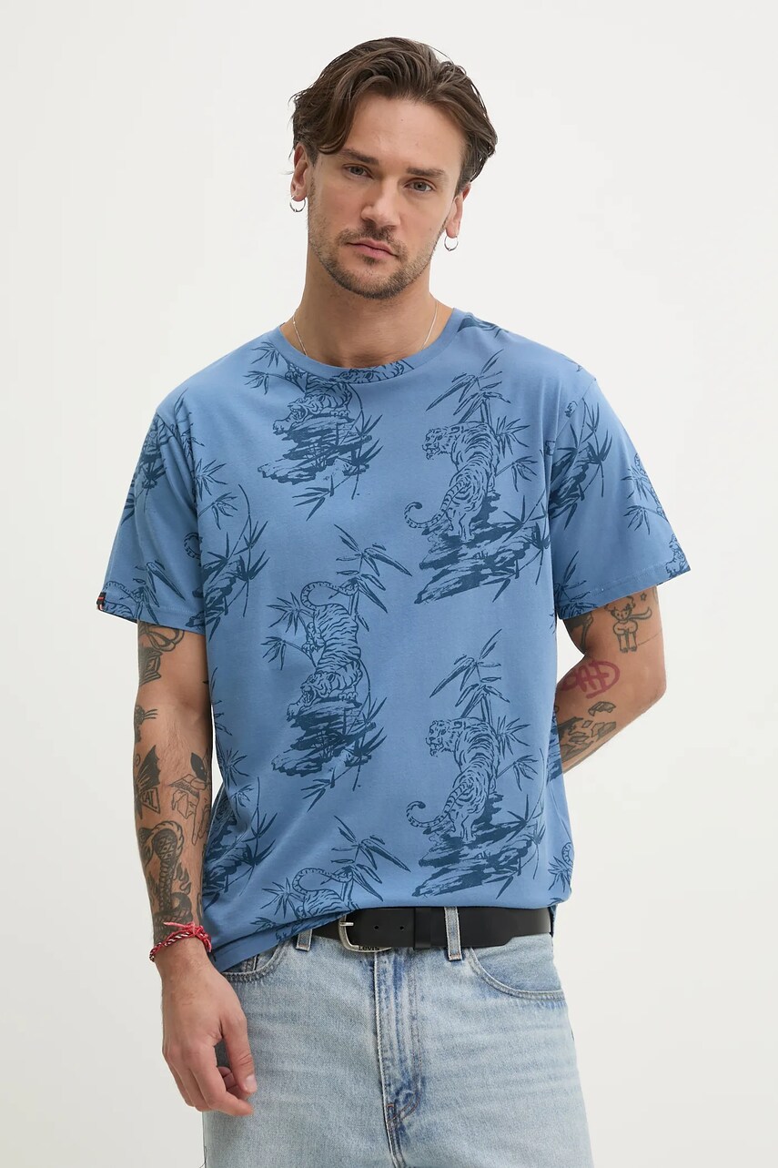 Levně Bavlněné tričko Superdry modrá barva, M1012315A-F8S