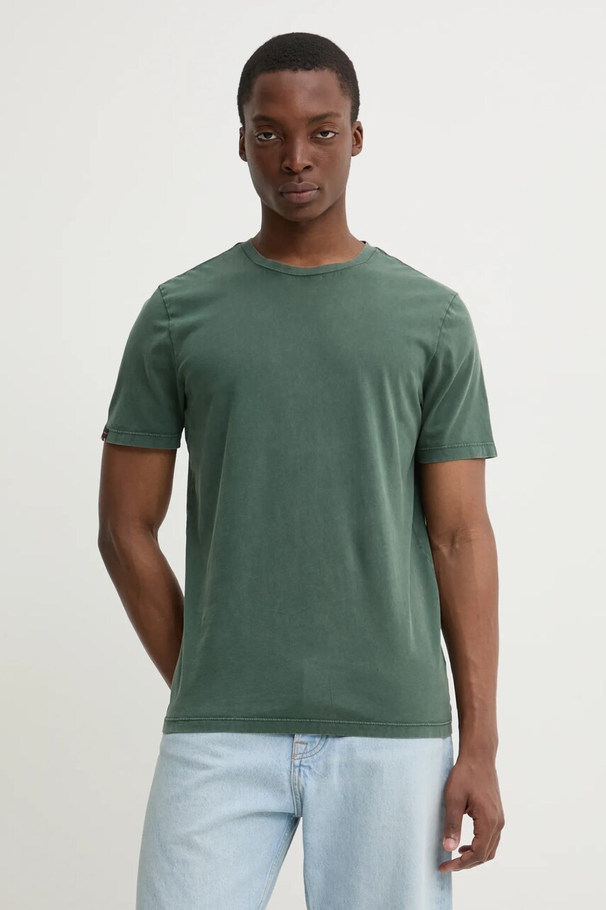 Superdry tricou din bumbac barbati, culoarea verde, neted, M1012226A-D8O