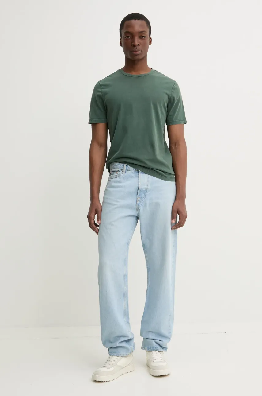 Хлопковая футболка Superdry мужская цвет зелёный однотонная M1012226A-D8O Хлопковая футболка Superdry мужская цвет зелёный однотонная M1012226A-D8O