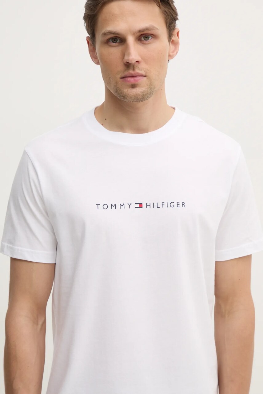 Levně Bavlněné tričko Tommy Hilfiger bílá barva, s potiskem, UM0UM03525