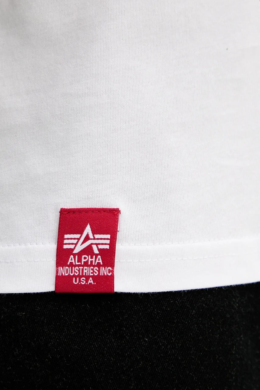 Βαμβακερό μπλουζάκι Alpha Industries R Print T ανδρικό, χρώμα: άσπρο, 136509 φωτογραφία
