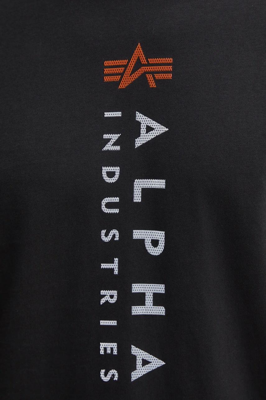 Βαμβακερό μπλουζάκι Alpha Industries R Print T ανδρικό, χρώμα: μαύρο, 136509 φωτογραφία