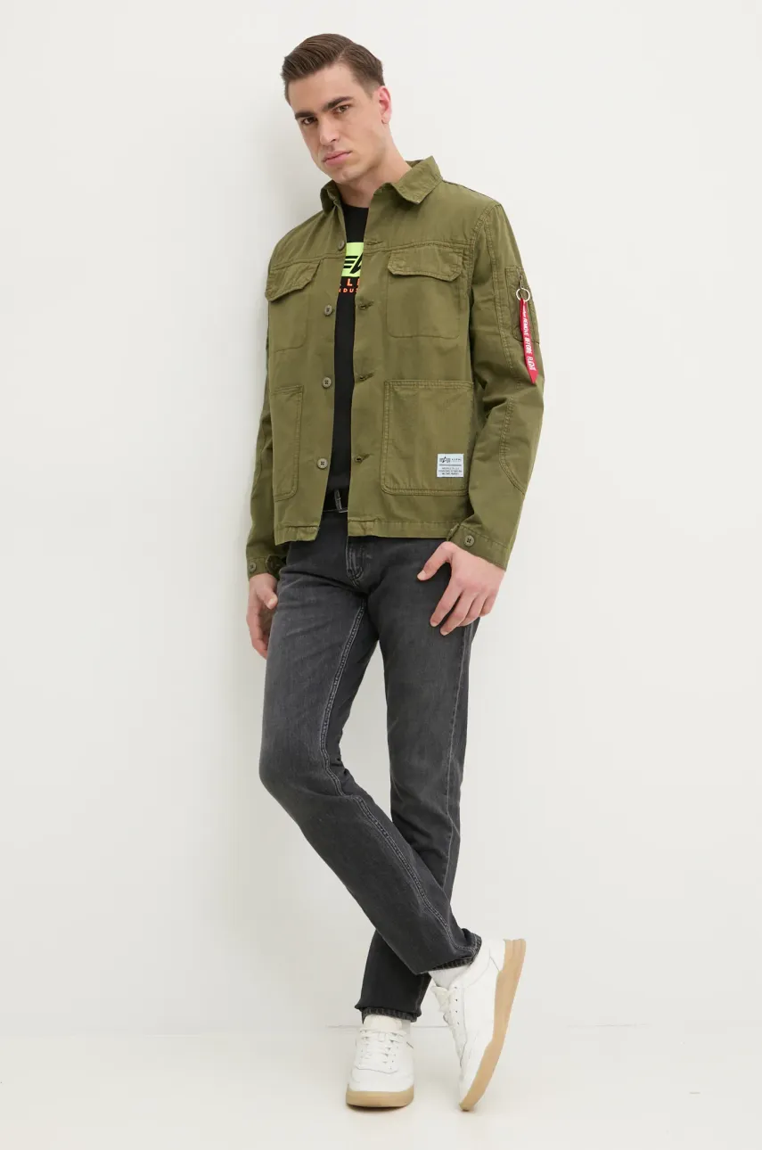 Хлопковая футболка Alpha Industries Satin Logo T мужская цвет чёрный с принтом 148513 Хлопковая футболка Alpha Industries Satin Logo T мужская цвет чёрный с принтом 148513