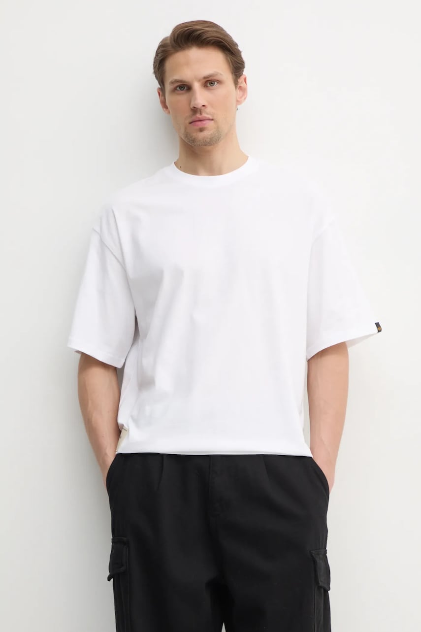 Alpha Industries tricou din bumbac Studio Edition T barbati, culoarea alb, neted, 156550 Alpha Industries tricou din bumbac Studio Edition T barbati, culoarea alb, neted, 156550