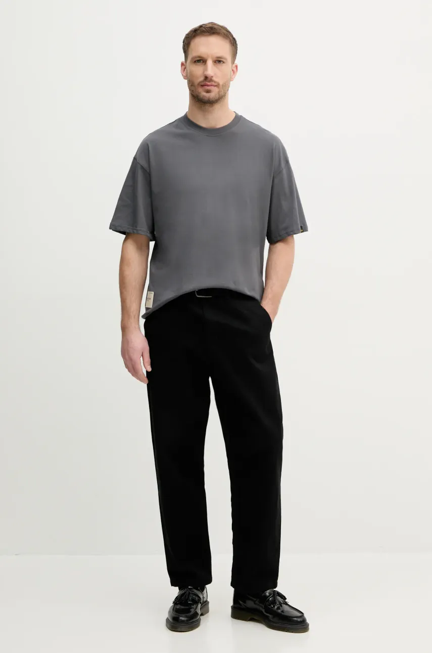 Хлопковая футболка Alpha Industries Studio Edition T мужская цвет серый однотонная 156550 Хлопковая футболка Alpha Industries Studio Edition T мужская цвет серый однотонная 156550