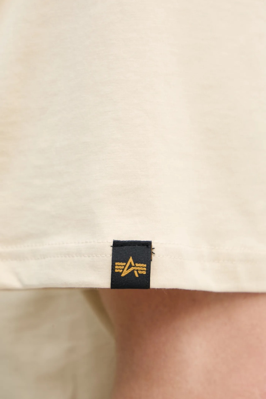 Βαμβακερό μπλουζάκι Alpha Industries Studio Edition BP T ανδρικό, χρώμα: μπεζ, 156553 φωτογραφία