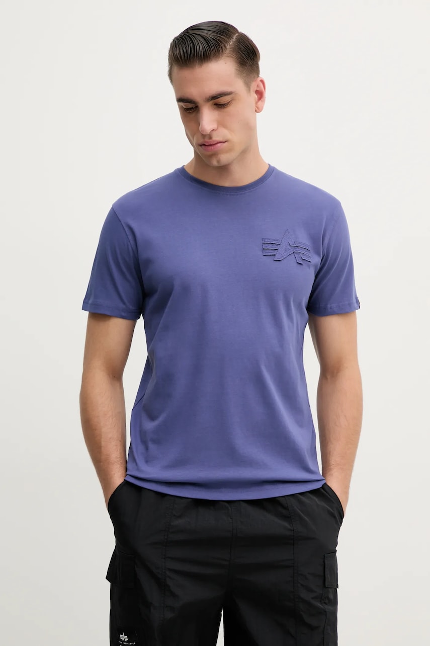 Alpha Industries tricou din bumbac Coach T BE barbati, culoarea violet, cu imprimeu, 156538 Alpha Industries tricou din bumbac Coach T BE barbati, culoarea violet, cu imprimeu, 156538