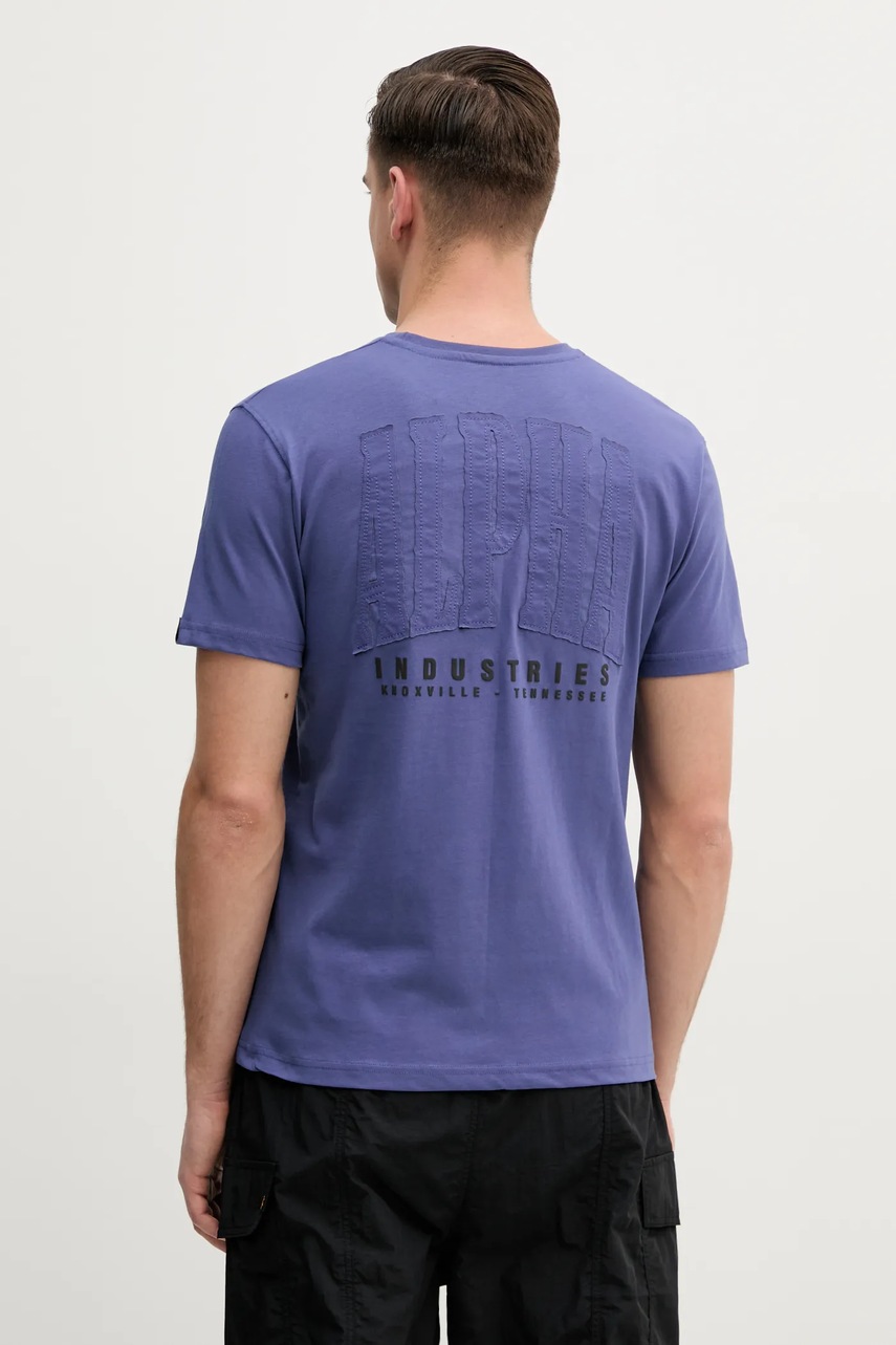 Βαμβακερό μπλουζάκι Alpha Industries Coach T BE ανδρικό, χρώμα: μοβ, 156538 φωτογραφία