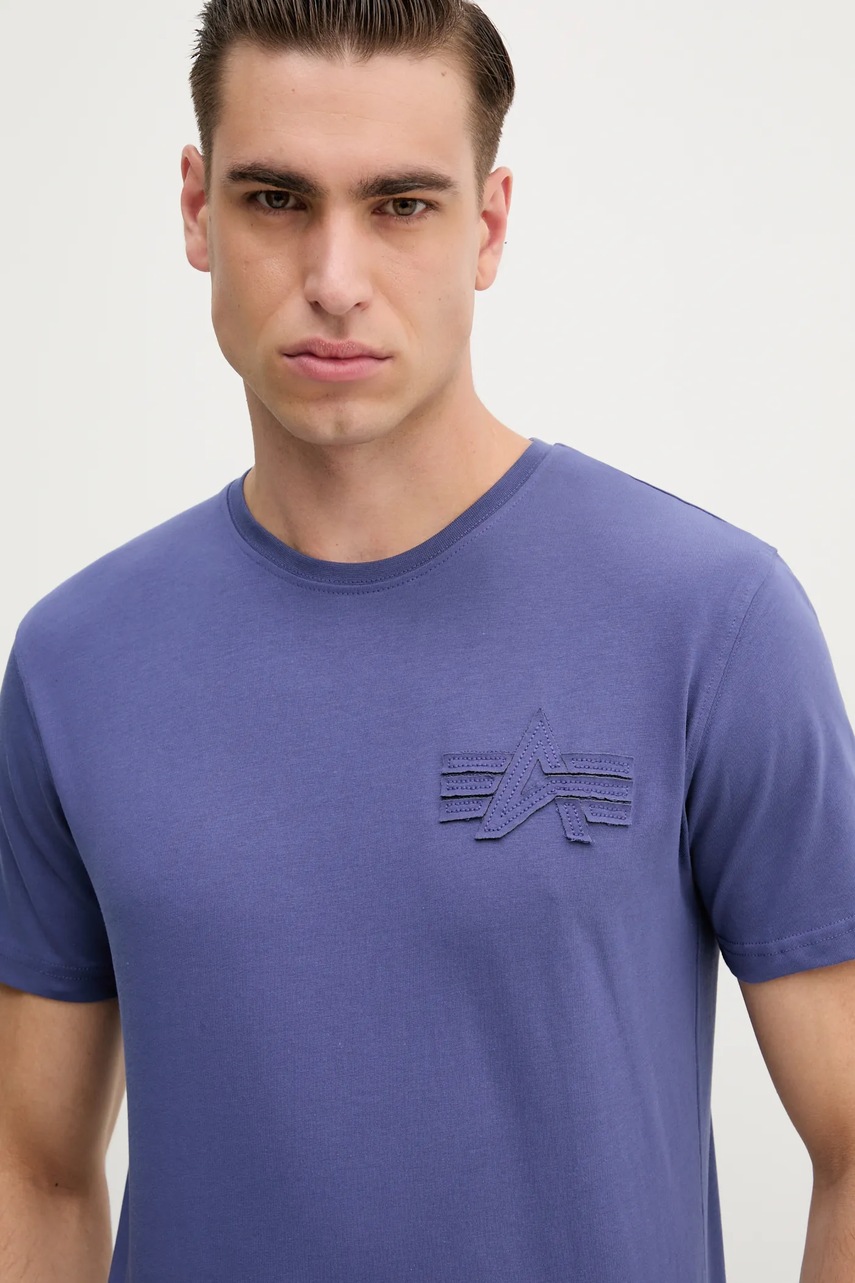 Βαμβακερό μπλουζάκι Alpha Industries Coach T BE ανδρικό, χρώμα: μοβ, 156538 φωτογραφία