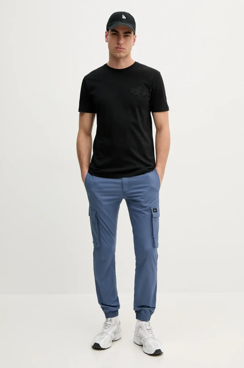 Хлопковая футболка Alpha Industries Coach T BE мужская цвет чёрный с принтом 156538 Хлопковая футболка Alpha Industries Coach T BE мужская цвет чёрный с принтом 156538