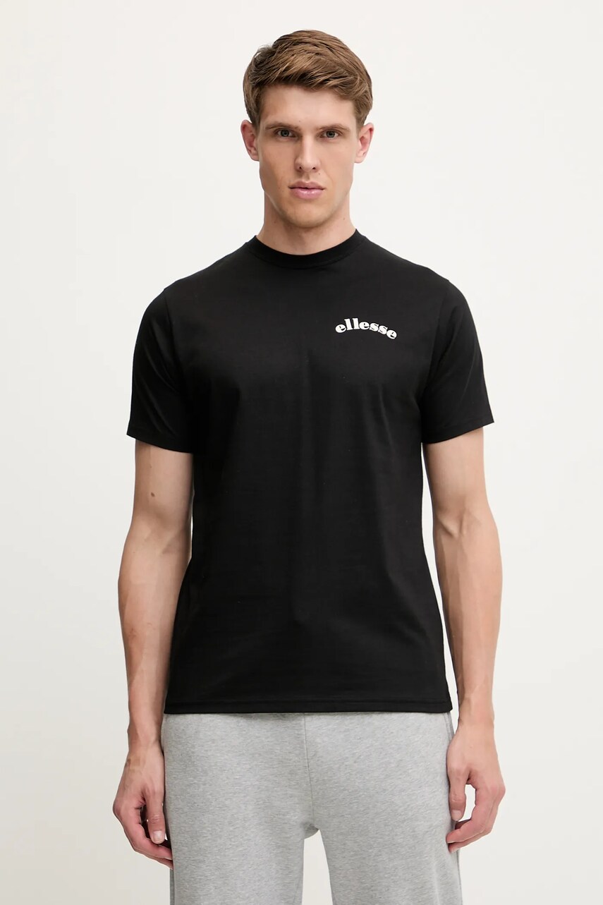 Ellesse pamut póló Courtside fekete, nyomott mintás, SHZ21991 termék 2. képe
