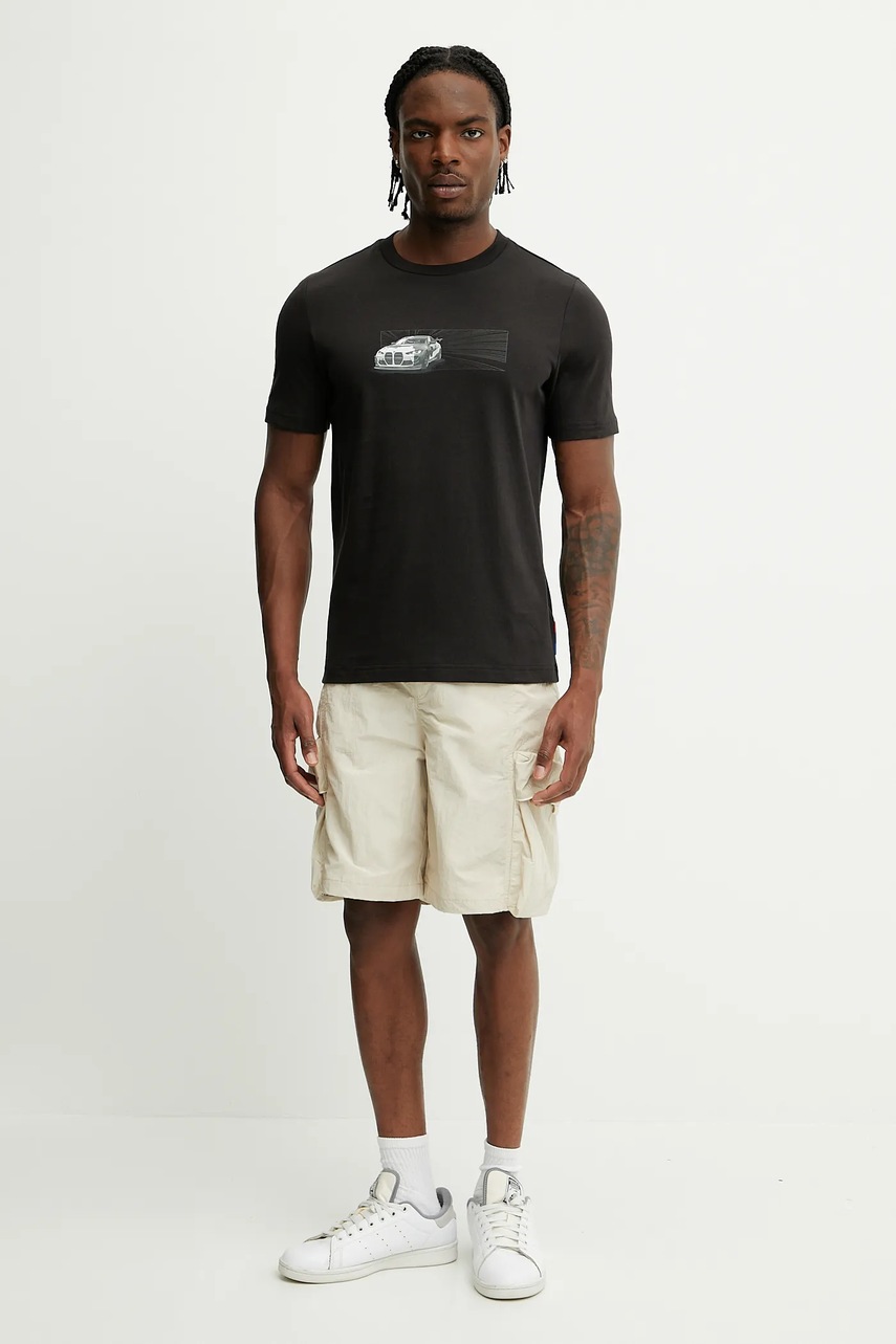 Хлопковая футболка Puma BMW MMS CAR цвет чёрный с принтом 630624