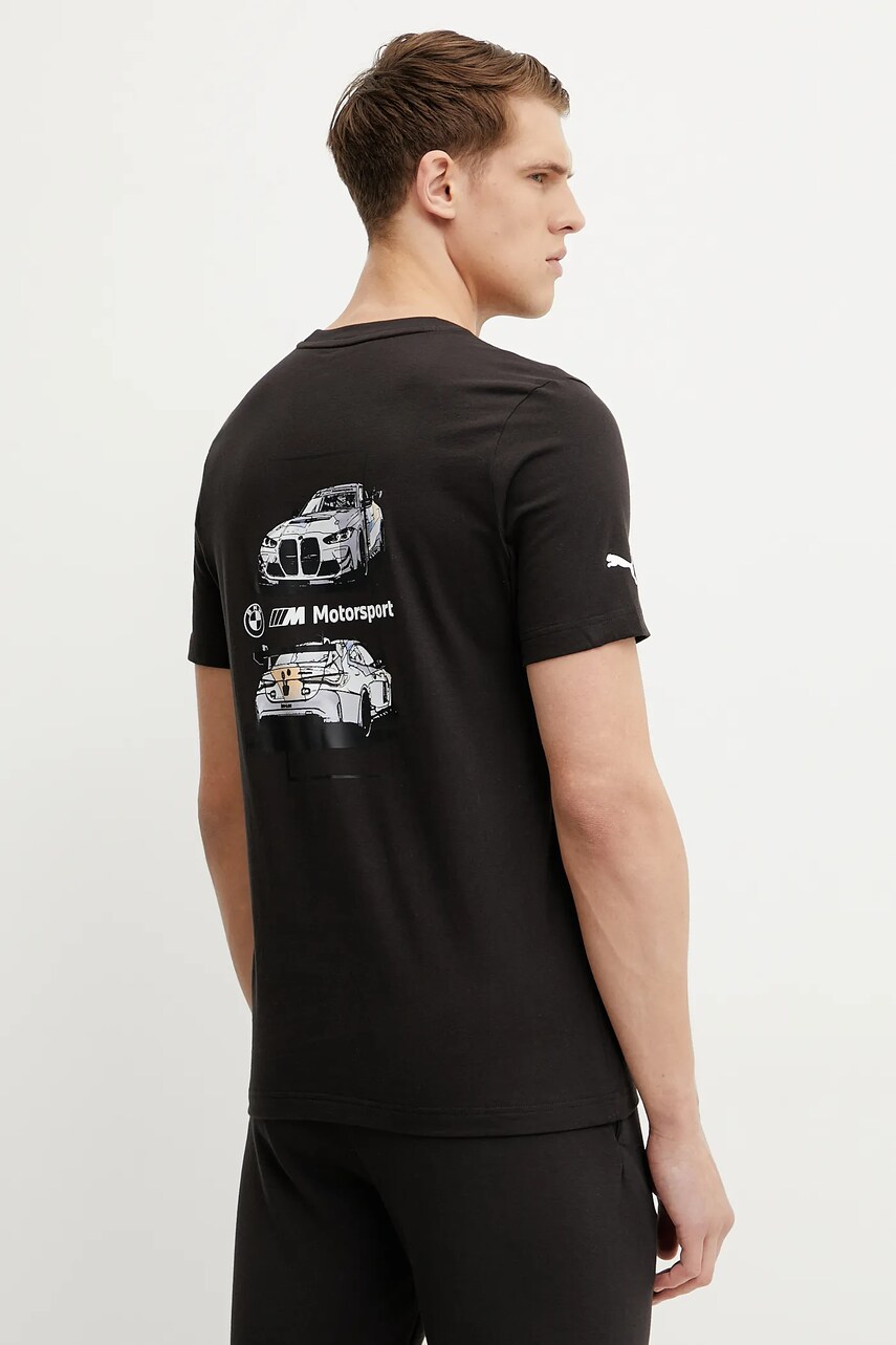 Puma tricou din bumbac BMW MMS CAR bărbați, culoarea negru, cu imprimeu, 630735