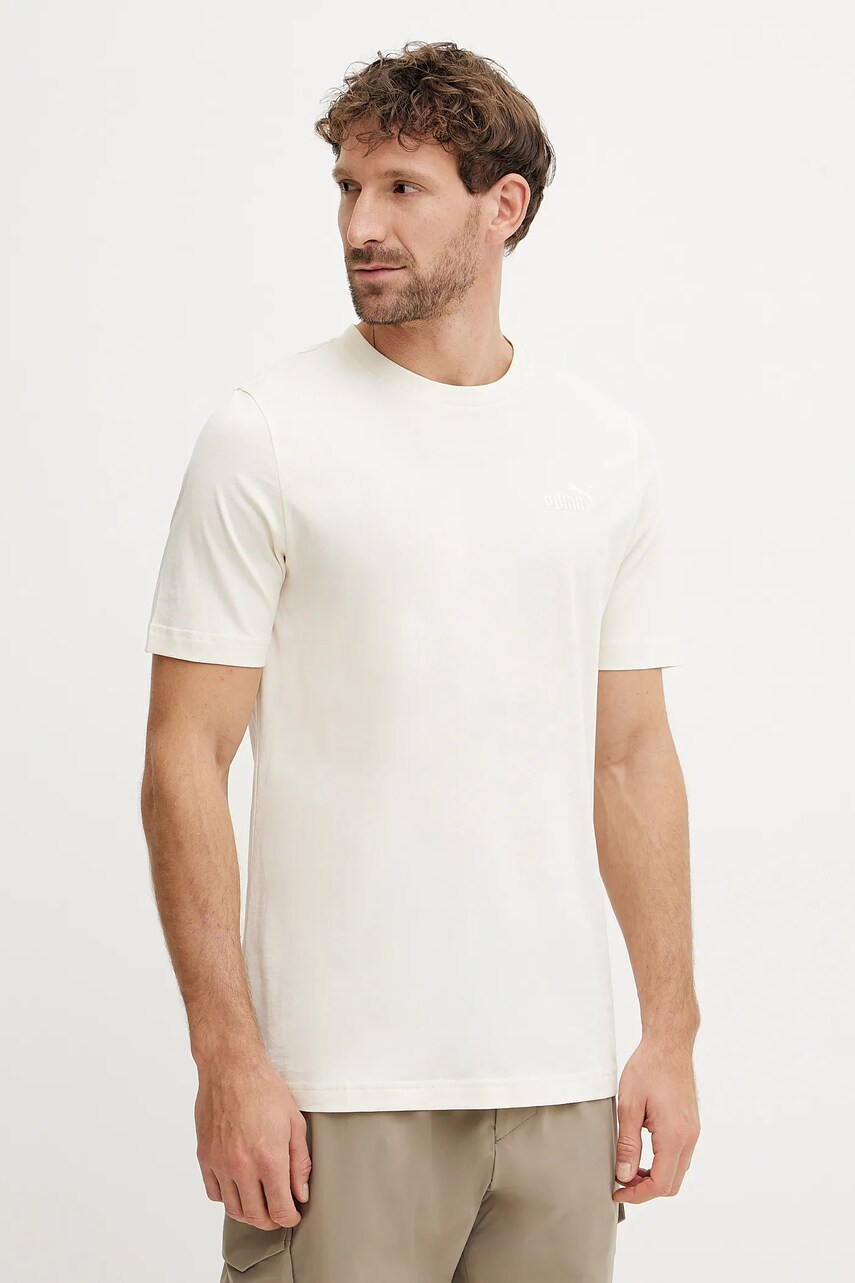 Puma tricou din bumbac barbati, culoarea bej, neted, 682535