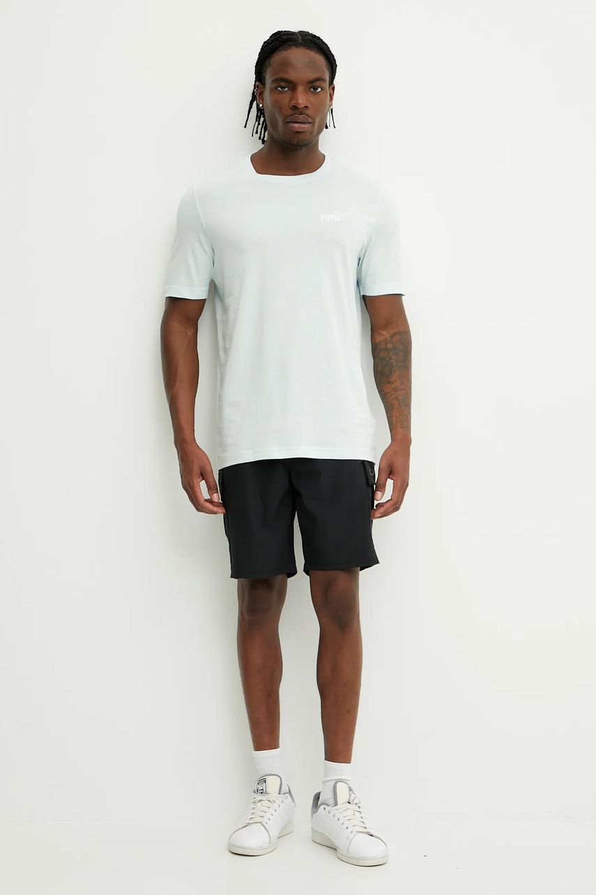 Хлопковая футболка Puma мужская цвет бирюзовый однотонная 682535