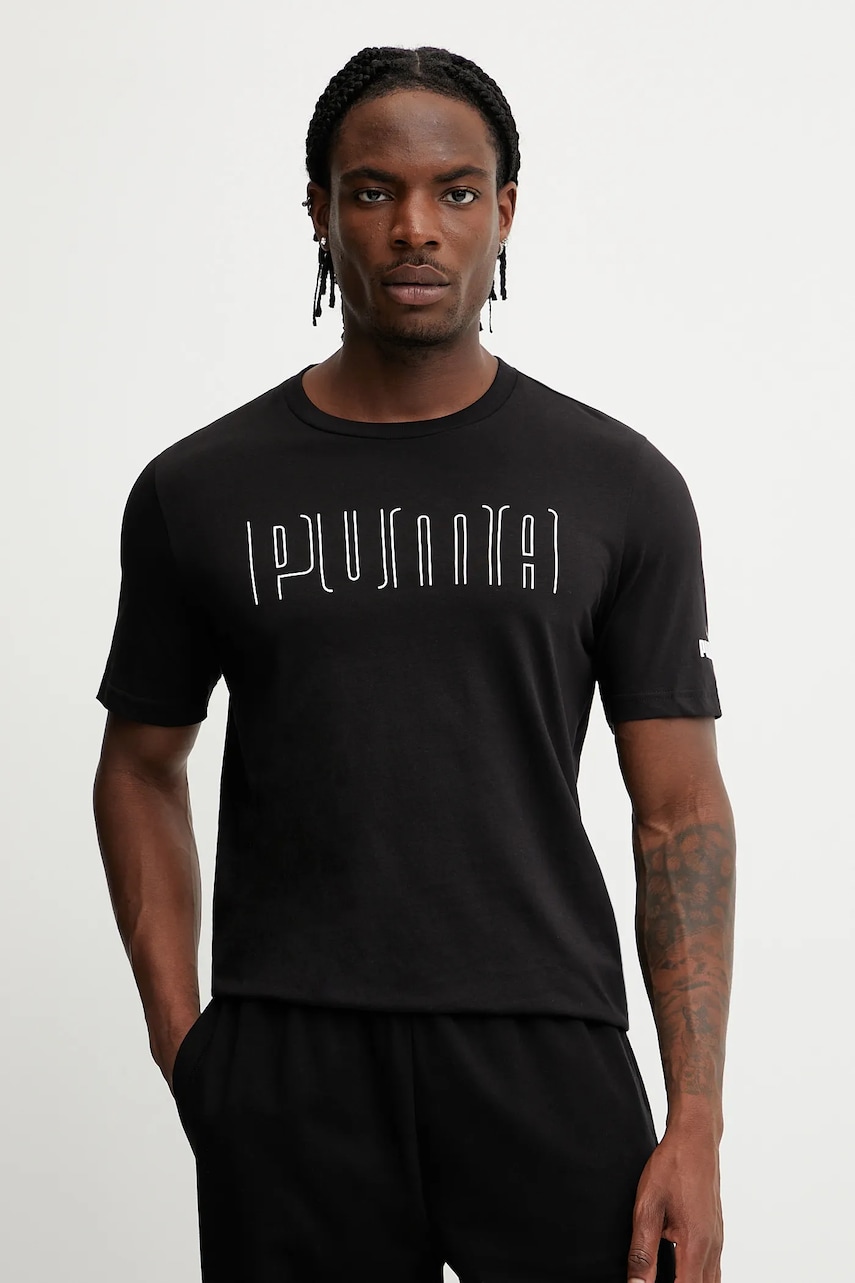 Puma tricou din bumbac culoarea negru, cu imprimeu, 684617 Puma tricou din bumbac culoarea negru, cu imprimeu, 684617