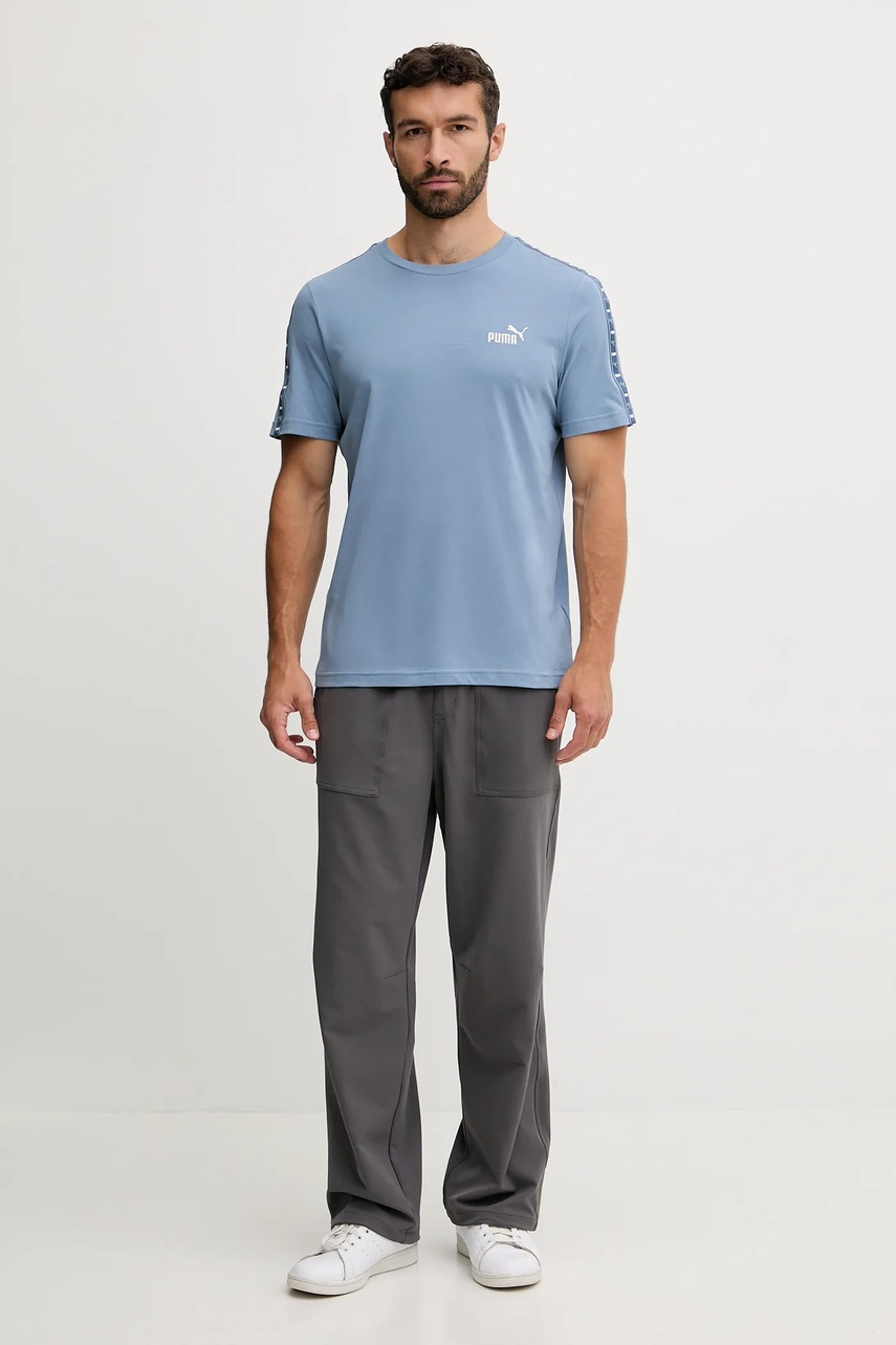 Хлопковая футболка Puma цвет синий с аппликацией 684674