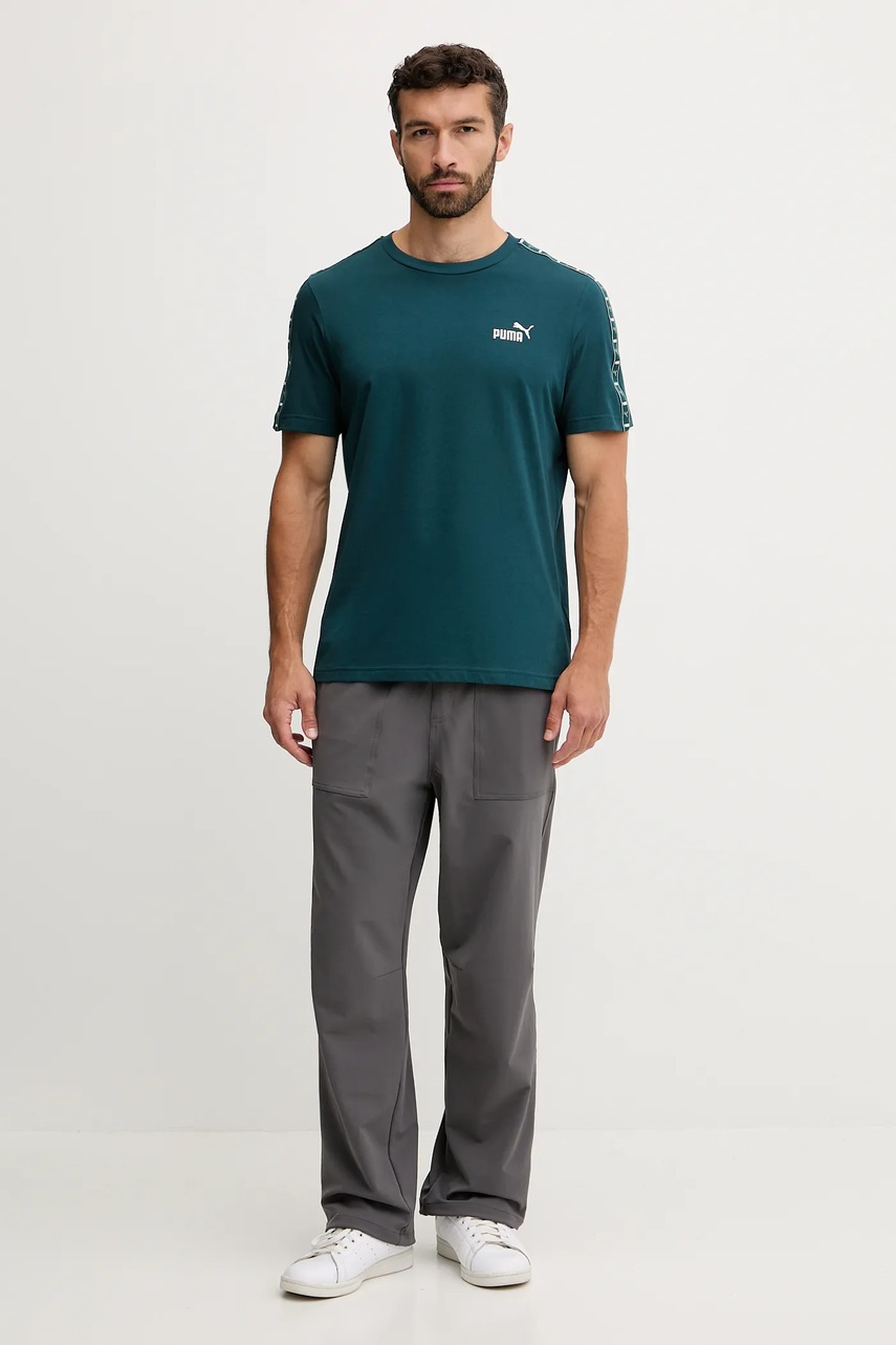 Хлопковая футболка Puma цвет синий с аппликацией 684674