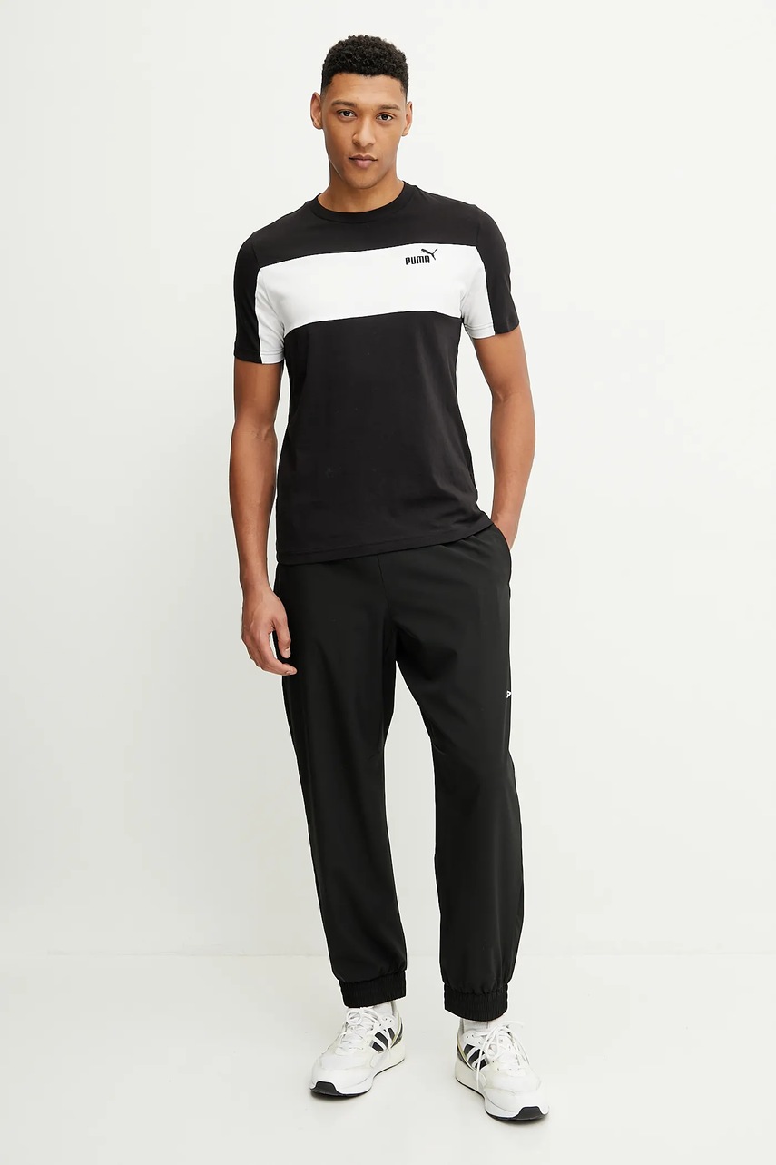 Хлопковая футболка Puma цвет чёрный узор 684685