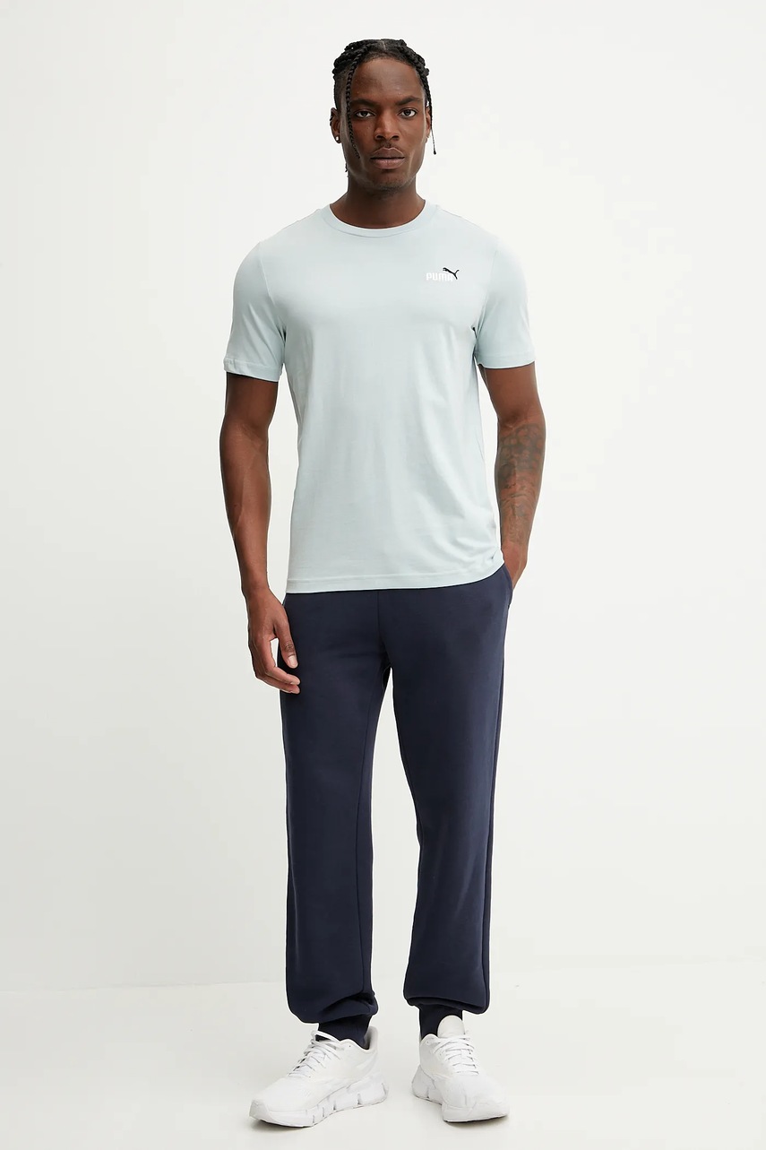 Хлопковая футболка Puma цвет бирюзовый с аппликацией 684717