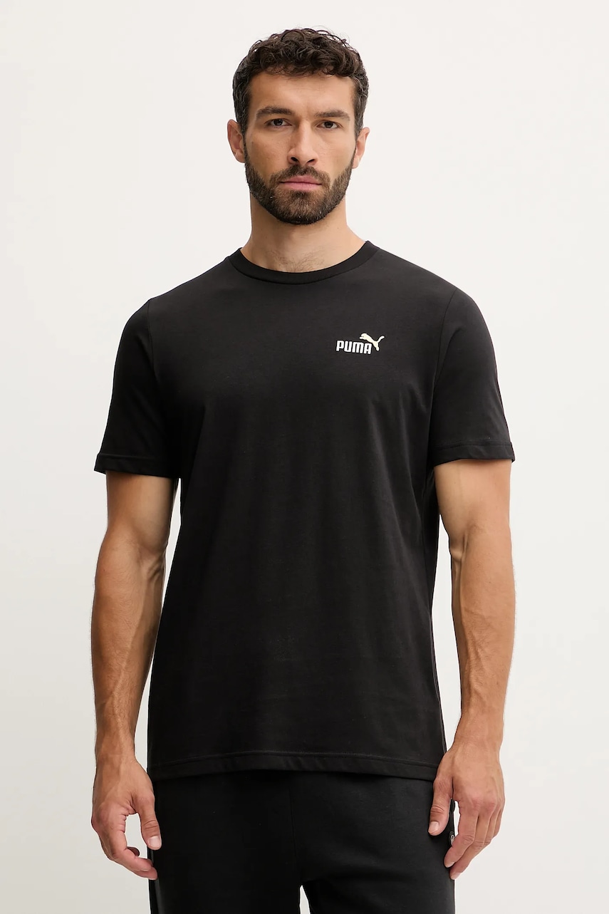 Puma tricou din bumbac culoarea turcoaz, cu imprimeu, 684717