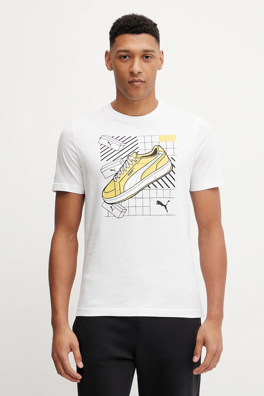Puma tricou din bumbac GRAPHICS Sneaker culoarea alb, cu imprimeu, 684830 Puma tricou din bumbac GRAPHICS Sneaker culoarea alb, cu imprimeu, 684830