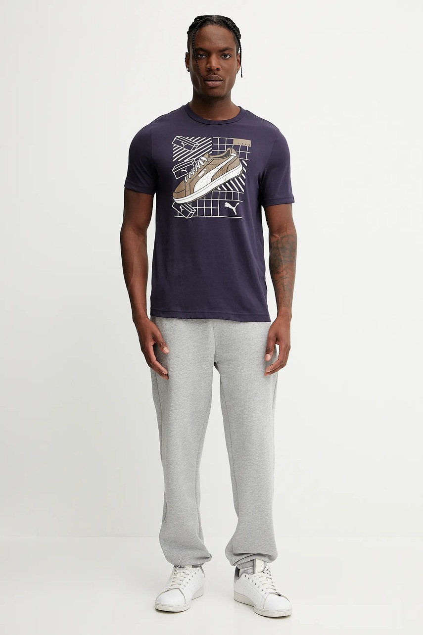 Хлопковая футболка Puma GRAPHICS Sneaker цвет синий с принтом 684830