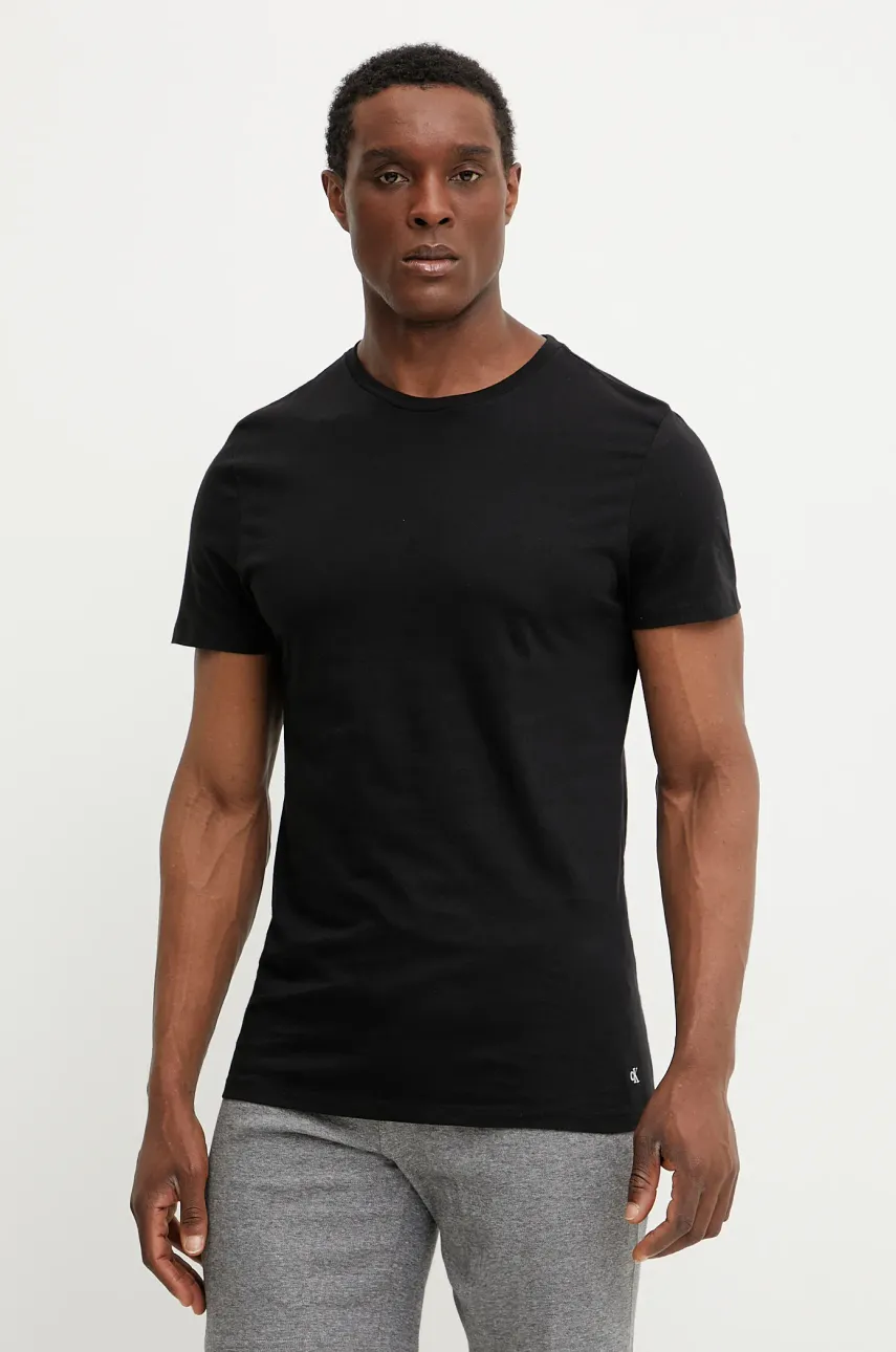 Хлопковая футболка lounge Calvin Klein Underwear 3 шт мужская цвет серый однотонная LV00NB4051 Хлопковая футболка lounge Calvin Klein Underwear 3 шт мужская цвет серый однотонная LV00NB4051