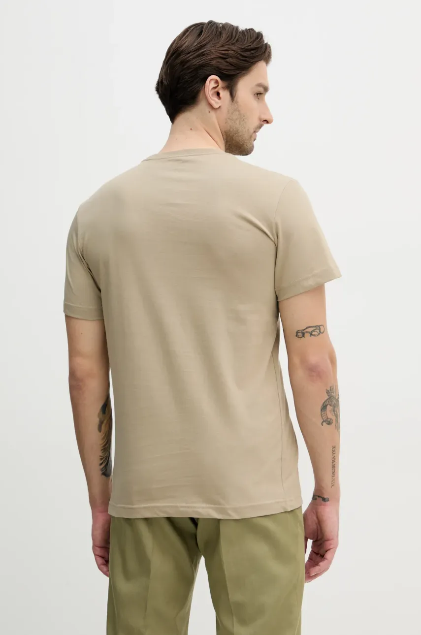 Хлопковая футболка Calvin Klein Jeans мужская цвет бежевый с принтом J30J327474 Хлопковая футболка Calvin Klein Jeans мужская цвет бежевый с принтом J30J327474