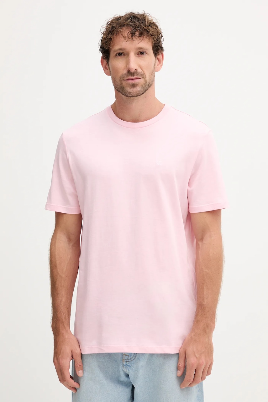 Levně Bavlněné tričko Calvin Klein Jeans pánské, modrá barva, LV040HM265