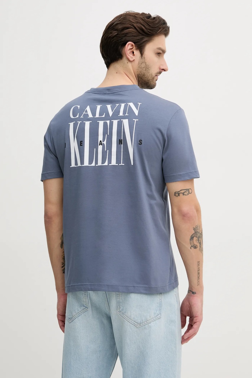 Бавовняна футболка Calvin Klein Jeans чоловіча колір сірий з принтом J30J327473 