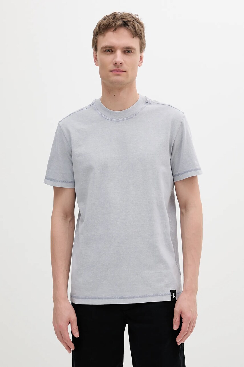 Levně Bavlněné tričko Calvin Klein Jeans pánské, modrá barva, J30J327267