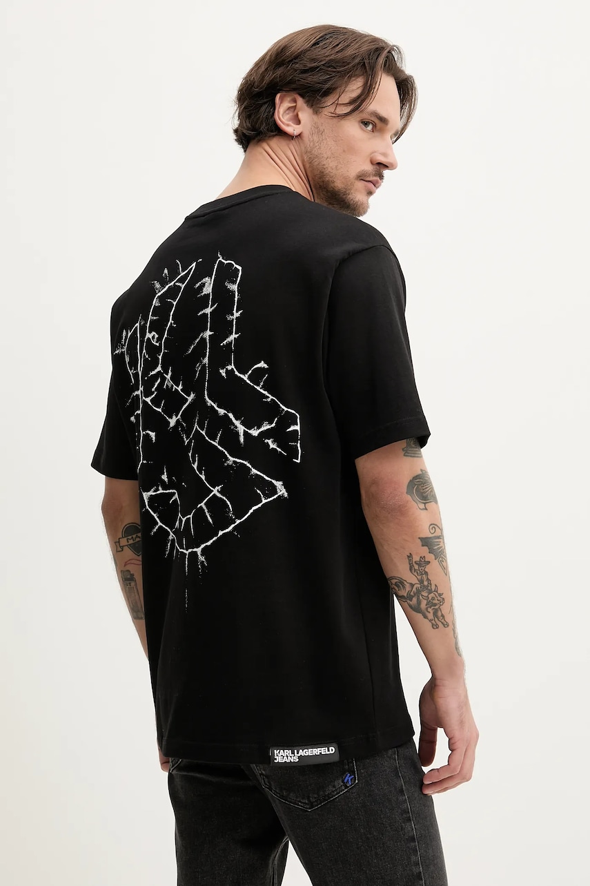 Karl Lagerfeld Jeans tricou din bumbac bărbați, culoarea negru, cu imprimeu, A2M17049 Karl Lagerfeld Jeans tricou din bumbac bărbați, culoarea negru, cu imprimeu, A2M17049