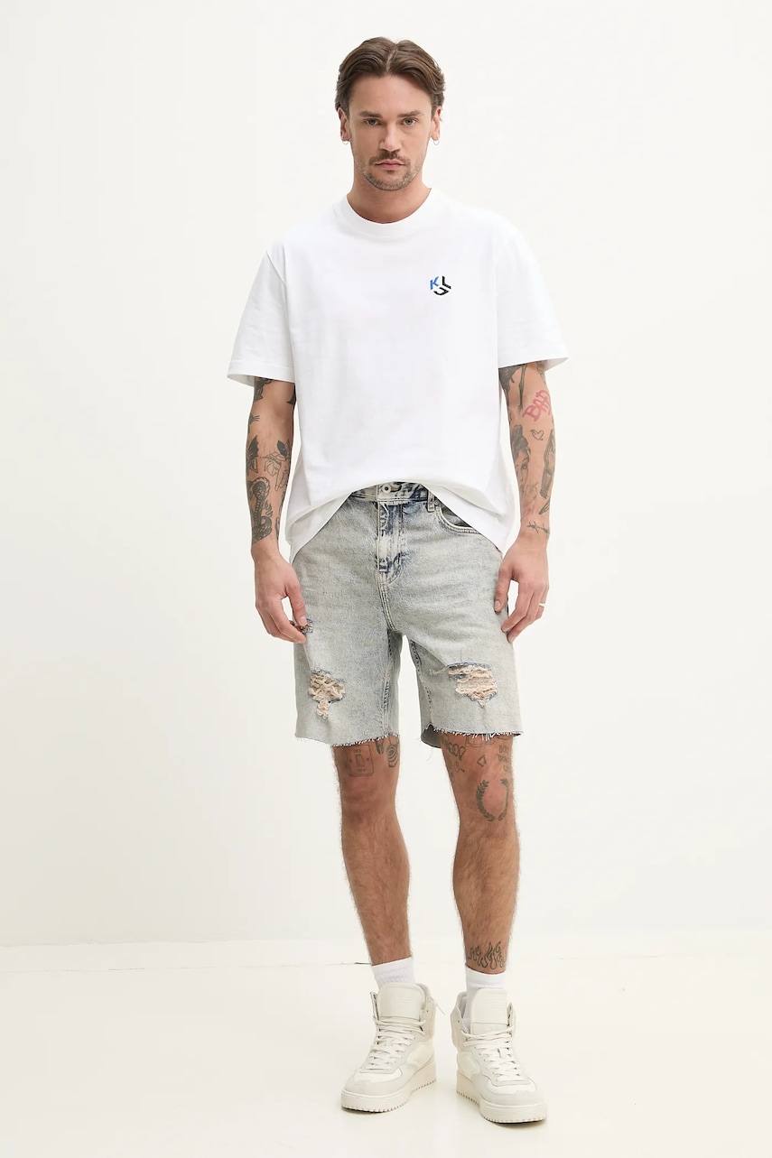 Хлопковая футболка Karl Lagerfeld Jeans мужская цвет белый однотонная A2M17050 Хлопковая футболка Karl Lagerfeld Jeans мужская цвет белый однотонная A2M17050