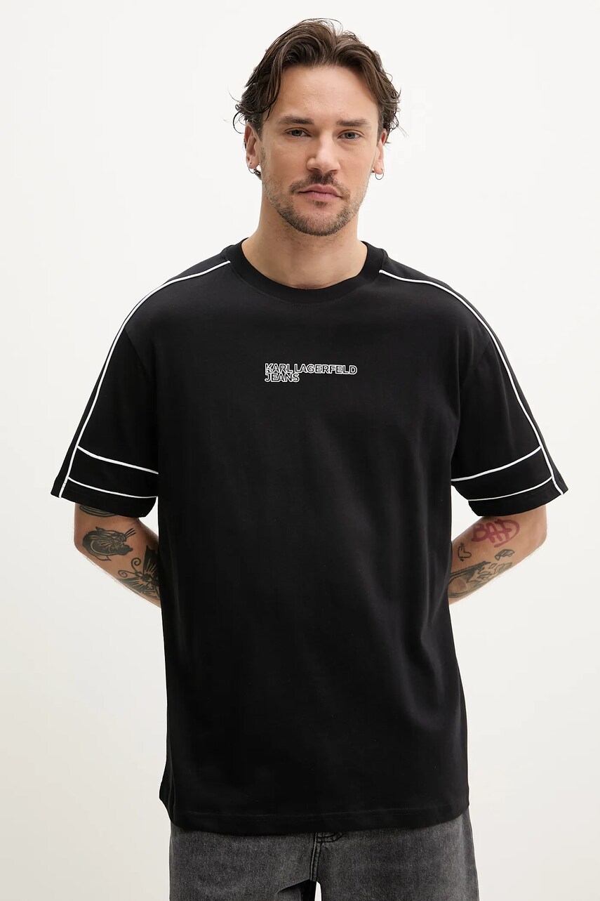 Levně Bavlněné tričko Karl Lagerfeld Jeans černá barva, s potiskem, A2M17052