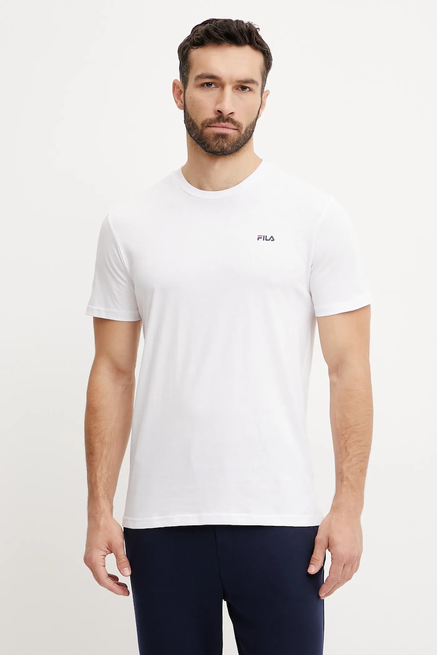 Fila tricou din bumbac Laas barbati, culoarea alb, cu imprimeu, FAM0874 Fila tricou din bumbac Laas barbati, culoarea alb, cu imprimeu, FAM0874