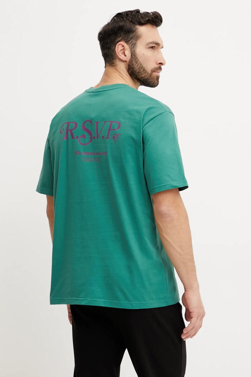 Βαμβακερό μπλουζάκι Fila Langeweg ανδρικό, χρώμα: πράσινο, FAM0907 φωτογραφία