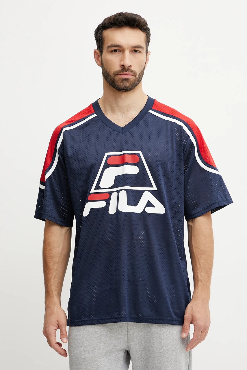 Fila tricou Lommel culoarea bleumarin, cu imprimeu, FAM0915