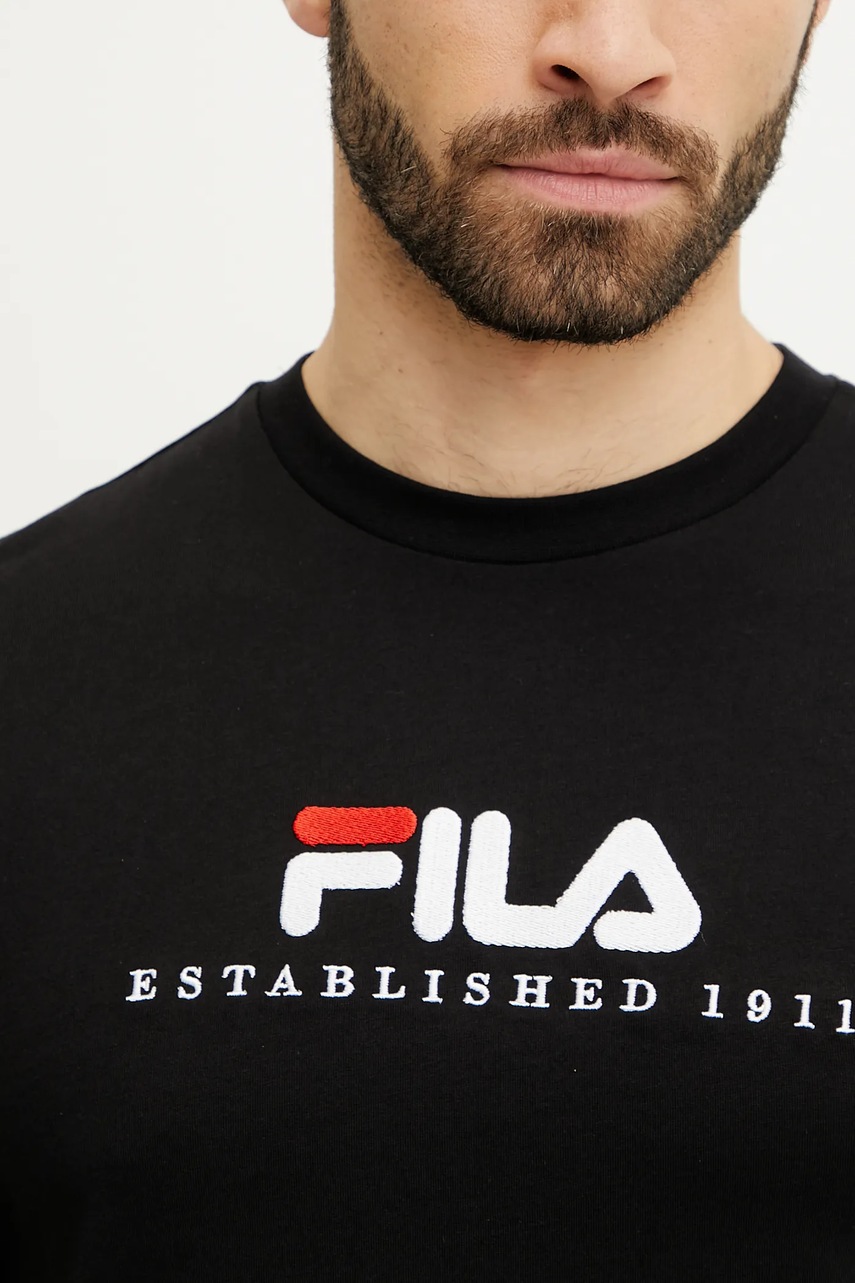 Βαμβακερό μπλουζάκι Fila Brill ανδρικό, χρώμα: μαύρο, FAU0200 φωτογραφία