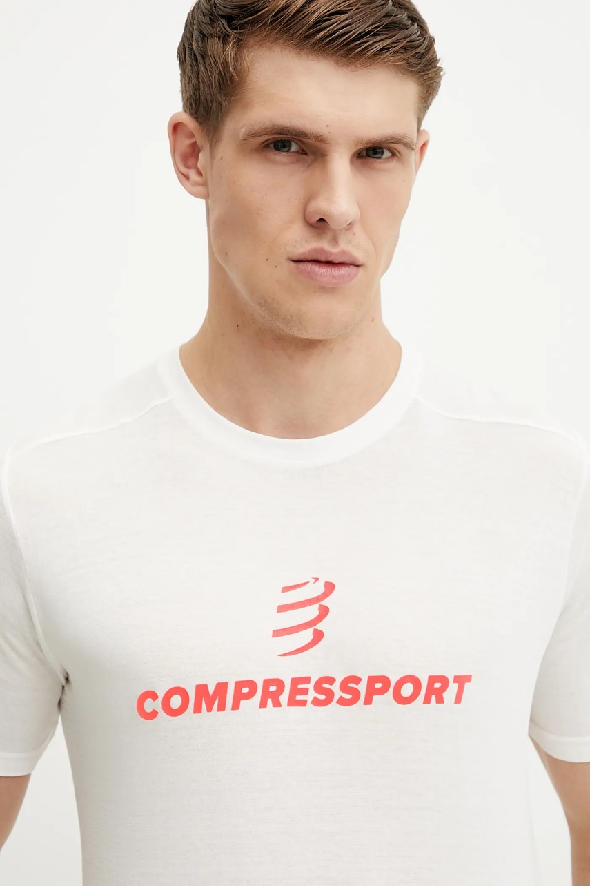 Μπλουζάκι Compressport Podium χρώμα: άσπρο, ATSM554 φωτογραφία