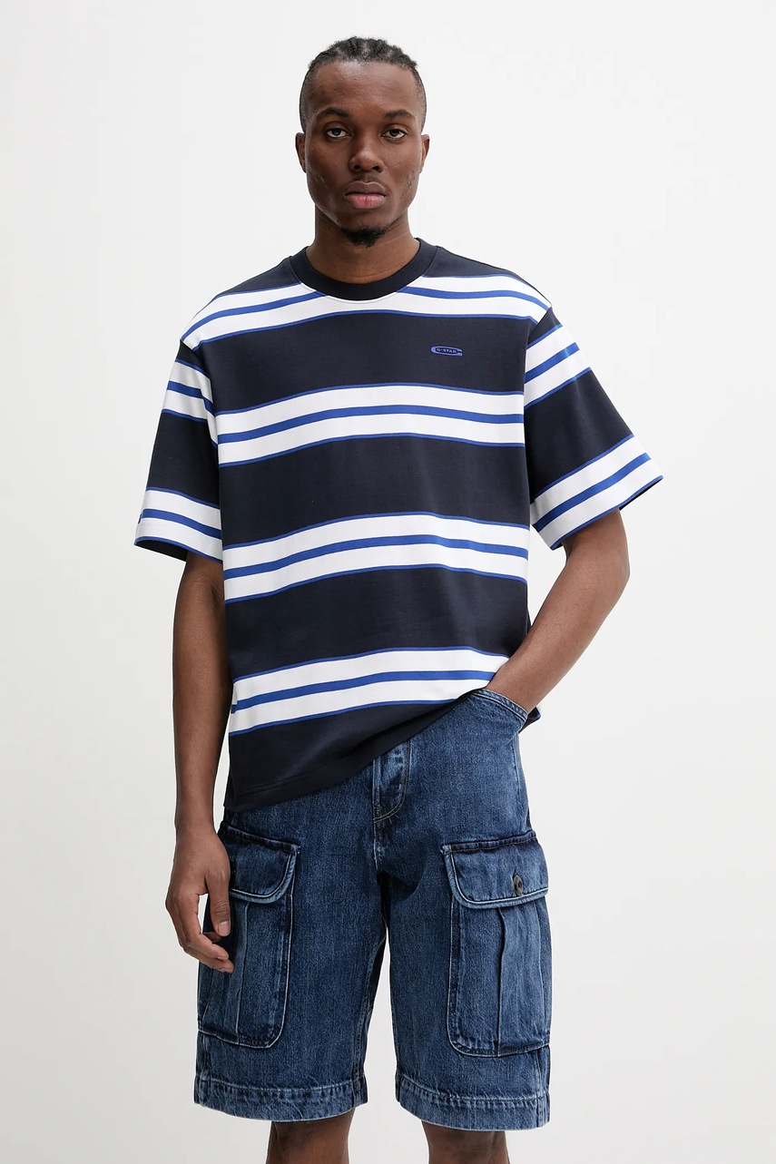 G-Star tricou din bumbac culoarea bleumarin, cu imprimeu, D25962-D973