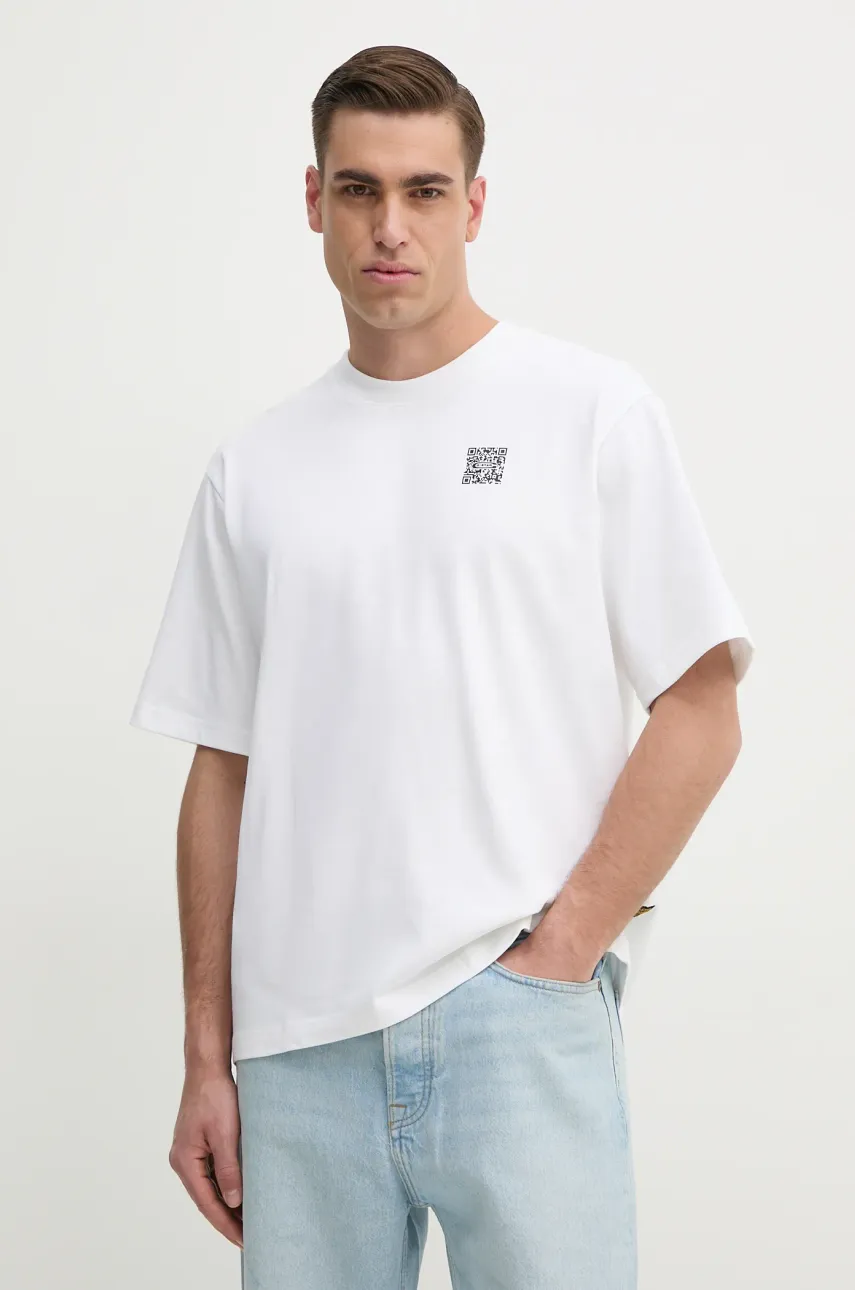 G-Star Raw tricou din bumbac bărbați, culoarea alb, cu imprimeu, D25975-C784