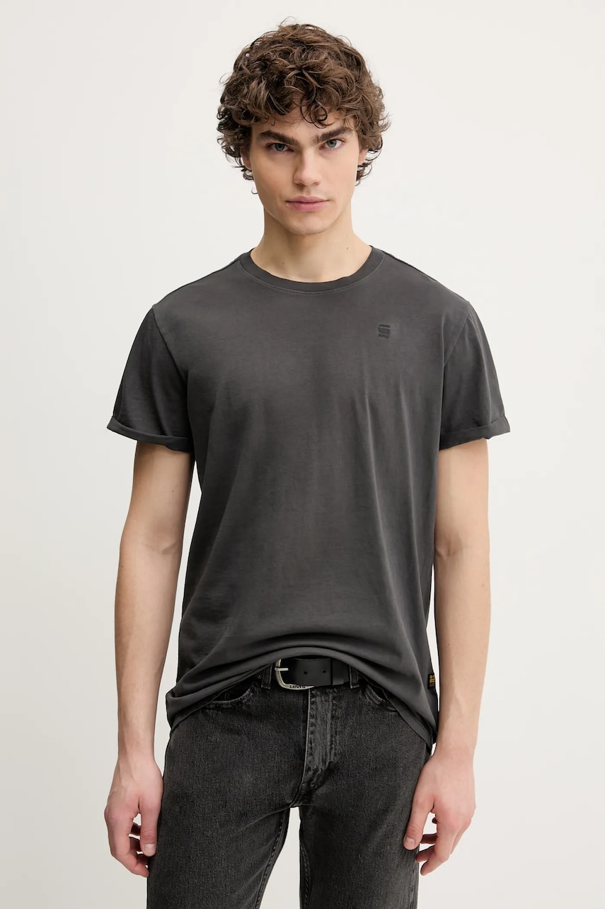 G-Star Raw tricou din bumbac barbati, culoarea gri, neted, D25971-2653 G-Star Raw tricou din bumbac barbati, culoarea gri, neted, D25971-2653