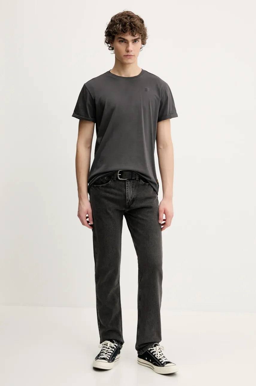 Хлопковая футболка G-Star мужская цвет серый однотонная D25971-2653 Хлопковая футболка G-Star мужская цвет серый однотонная D25971-2653