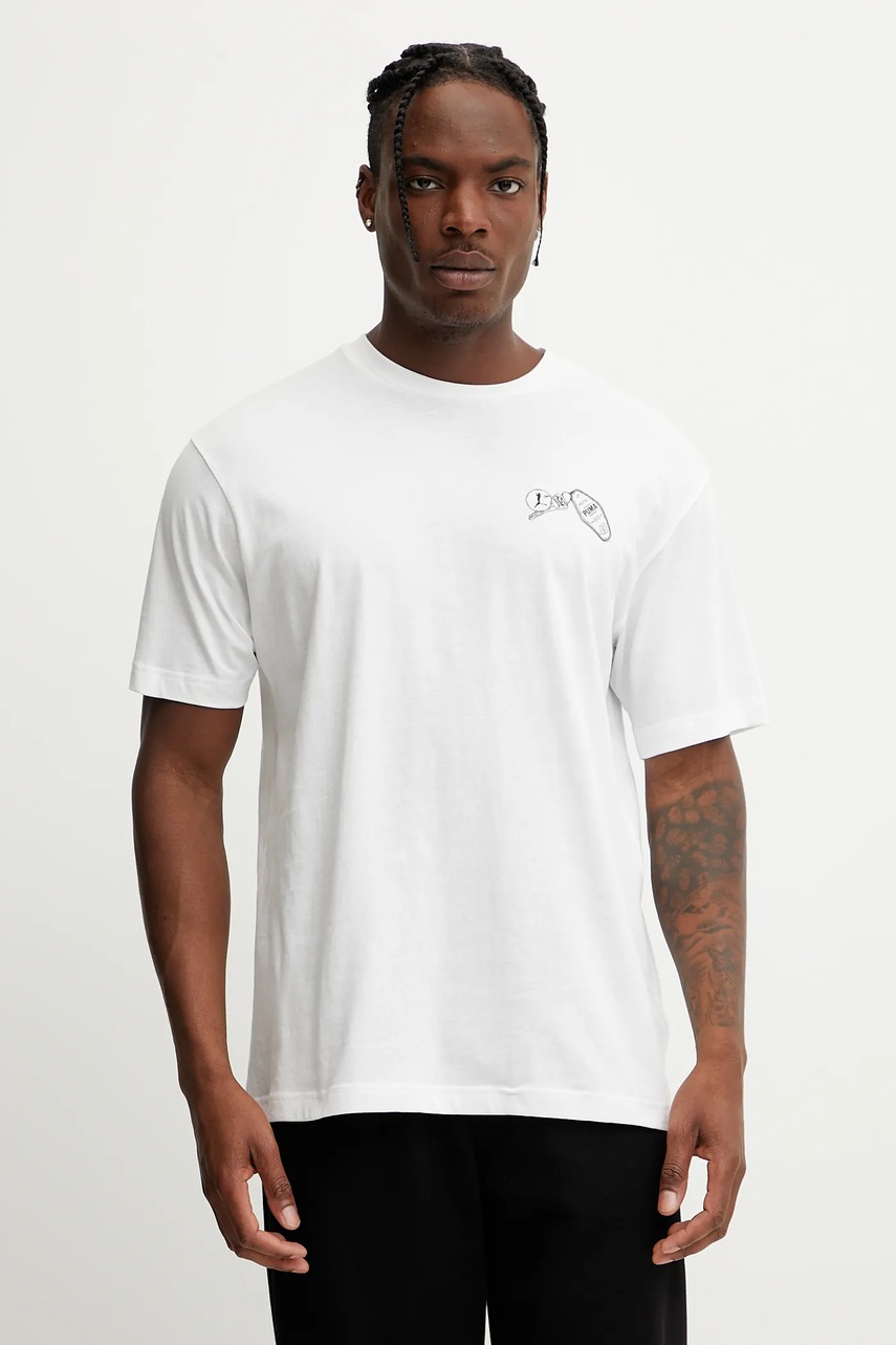 Хлопковая футболка цвет белый с принтом 629636
