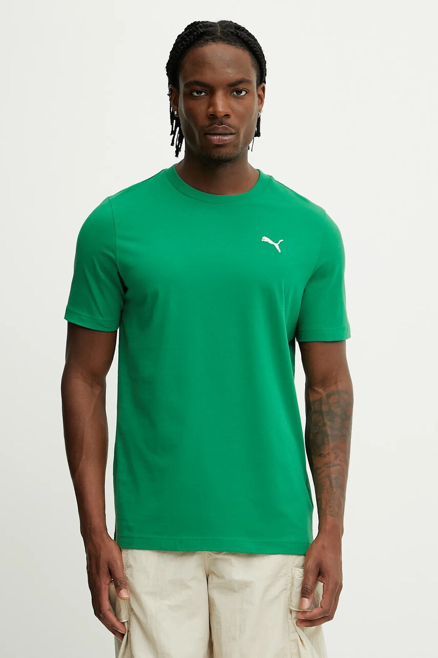 Levně Bavlněné tričko Puma pánské, zelená barva, 629644