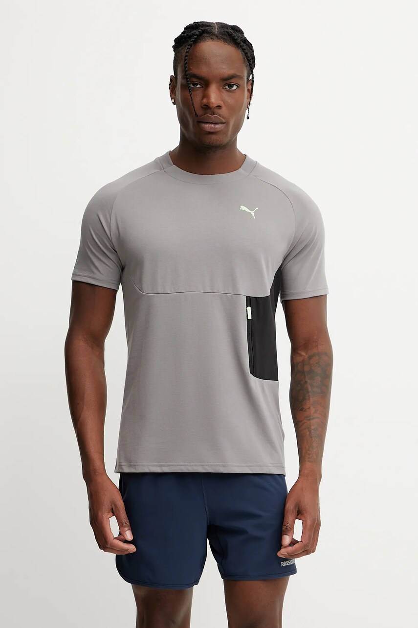 Puma tricou de antrenament culoarea gri, cu imprimeu, 629673