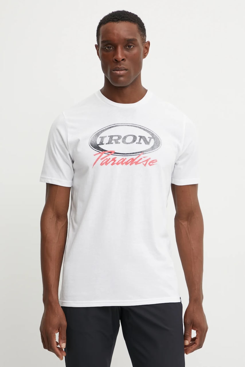 Under Armour tricou de antrenament Project Rock culoarea alb, cu imprimeu, 1389945 Under Armour tricou de antrenament Project Rock culoarea alb, cu imprimeu, 1389945
